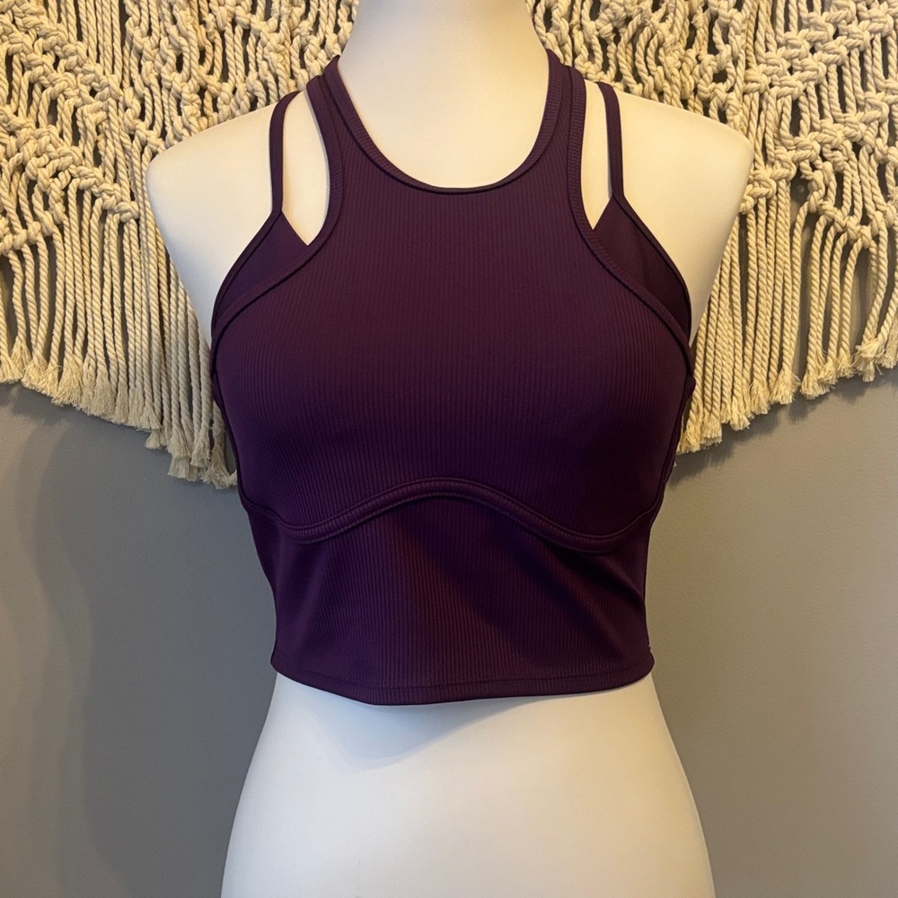 ALO Yoga Dark Purple Strappy Sports Bra